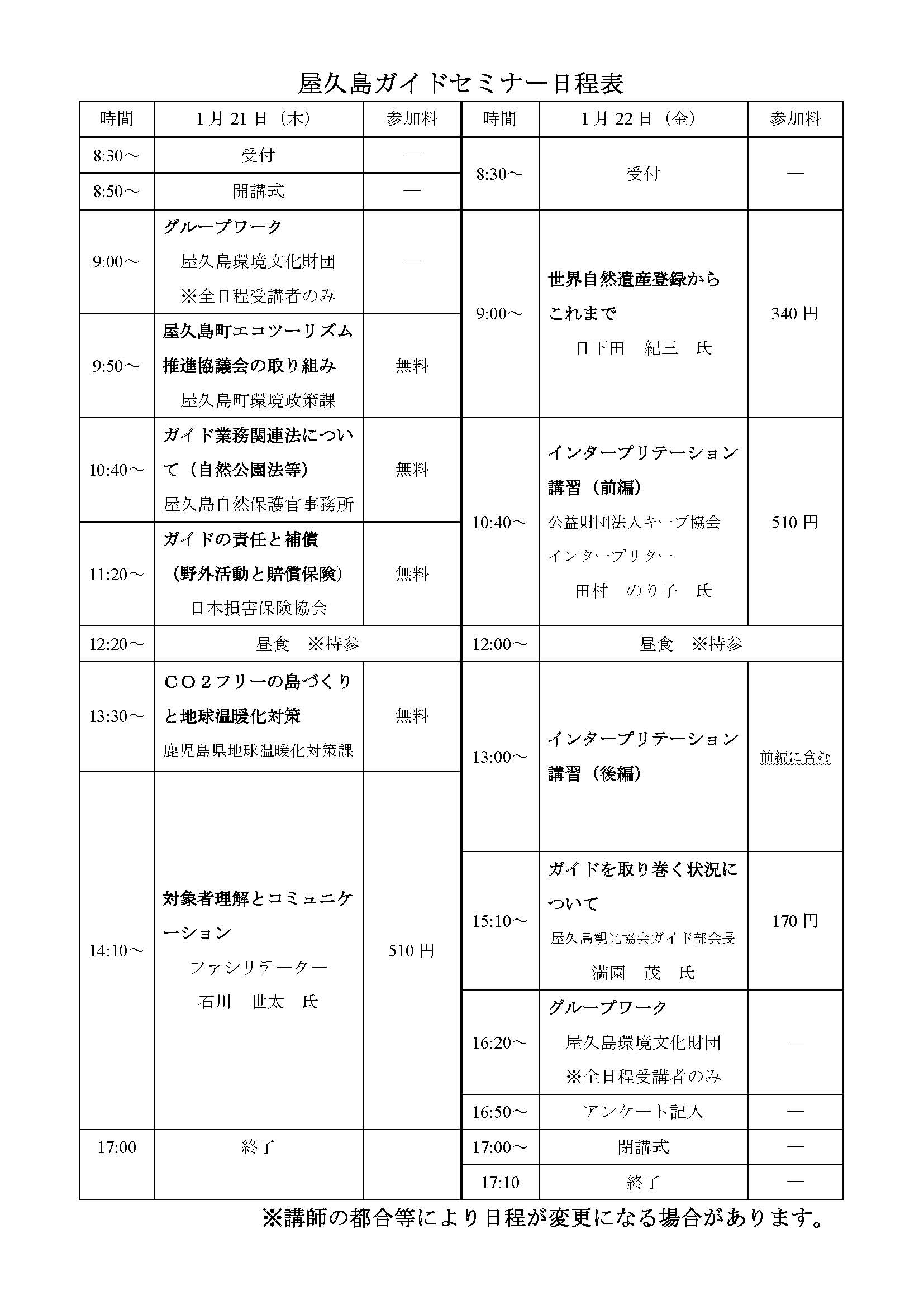 平成27年度「屋久島ガイドセミナー」