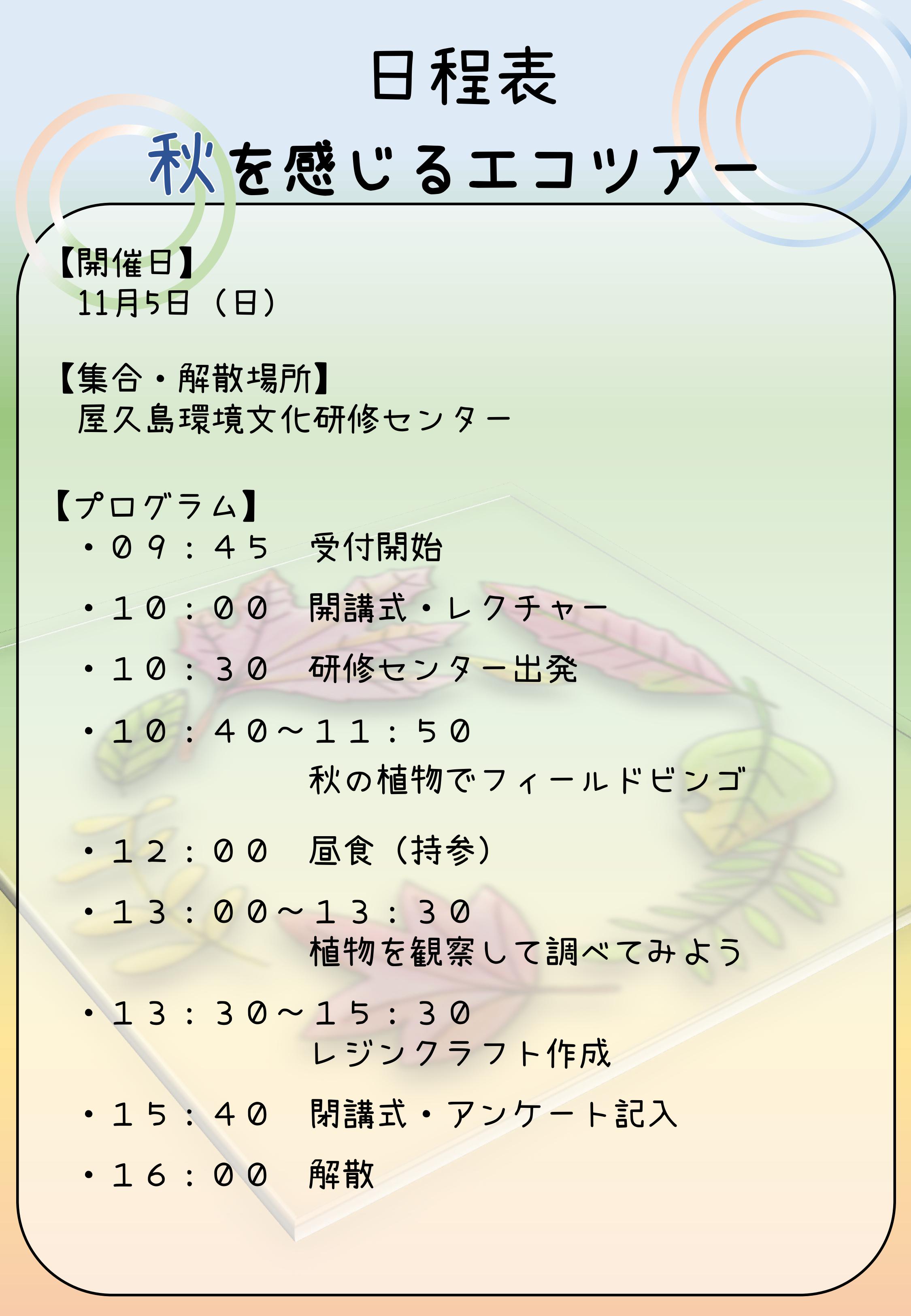 秋を感じるエコツアー　〜発見！植物からわかる秋〜