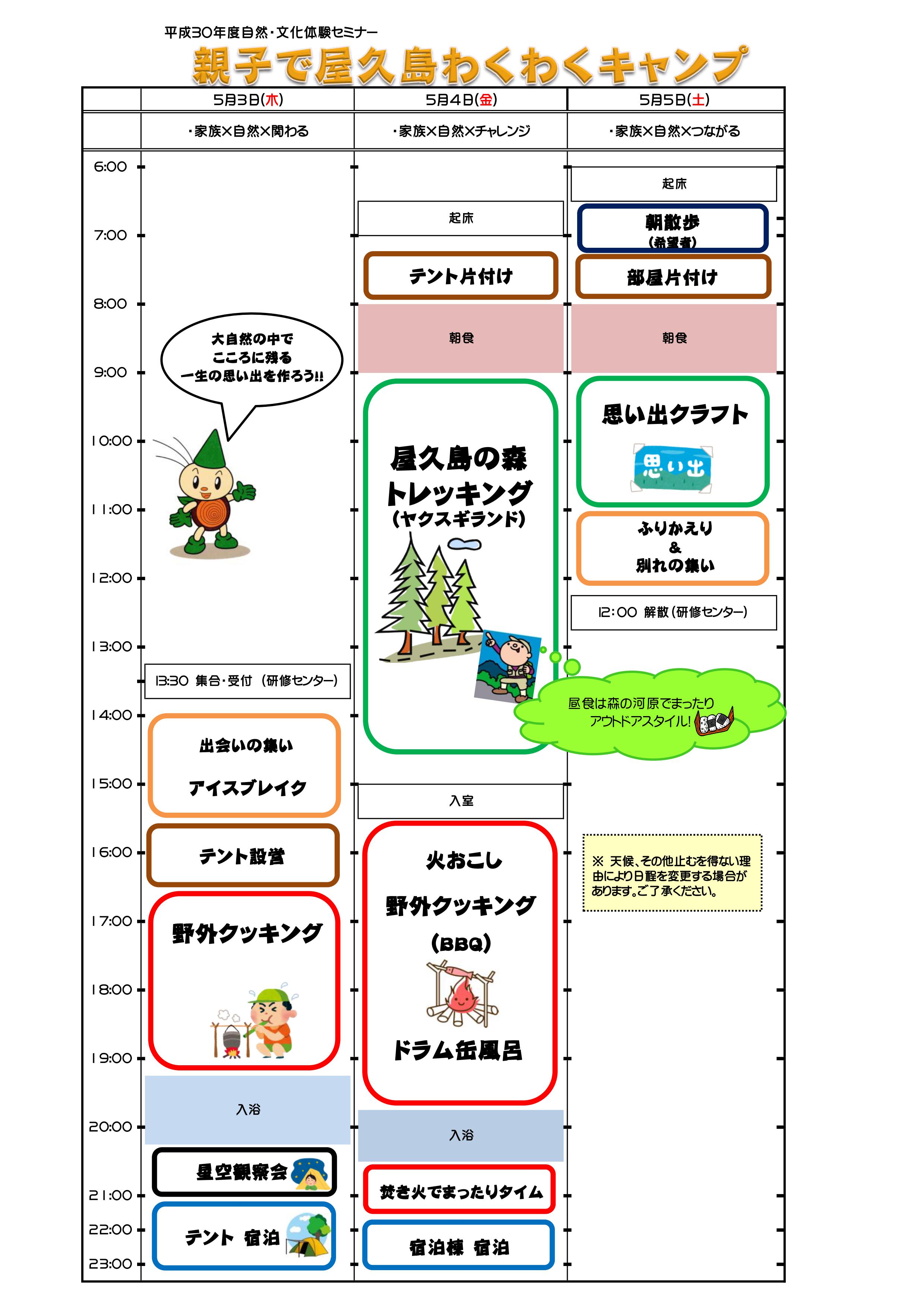 第３回自然文化体験セミナー　〜親子で屋久島わくわくキャンプ〜